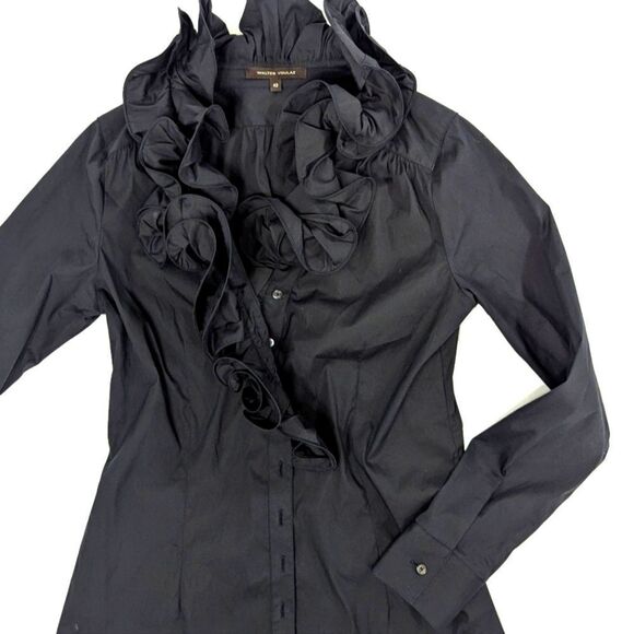 Elegant Walter Voulaz Black Ruffled Blouse - Picture 3 of 7